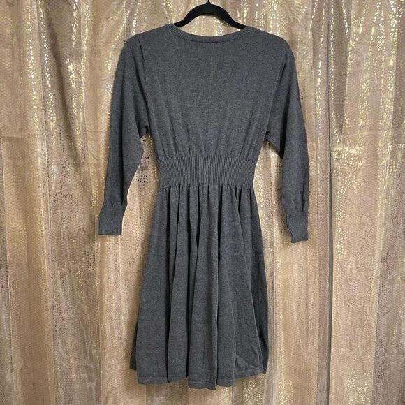 Torrid Charcoal Gray Mini Sweater Long Sleeve Lace-Up Dress, 00 M/10 - Picture 2 of 10